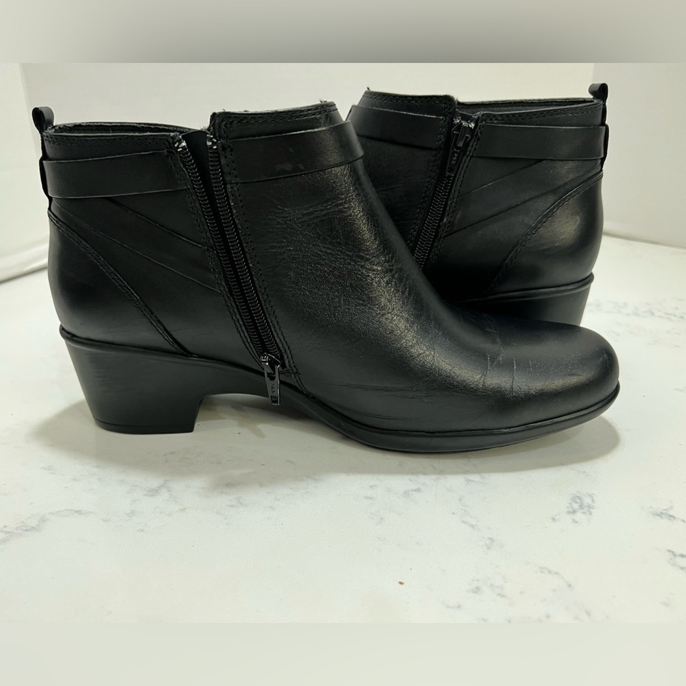 Clarks Black Ankle Booties with Buckle - Picture 5 of 11